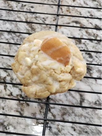 White chocolate stuffed cookie