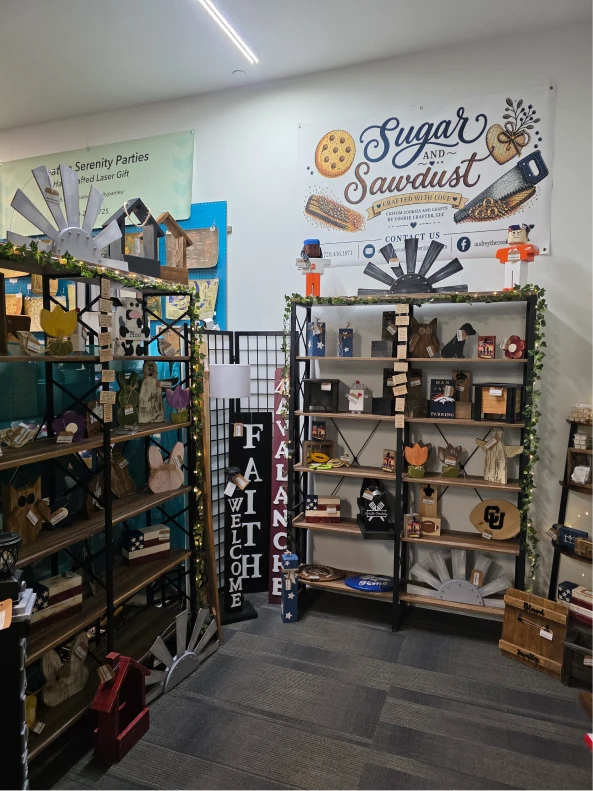 Wood craft retail shelves