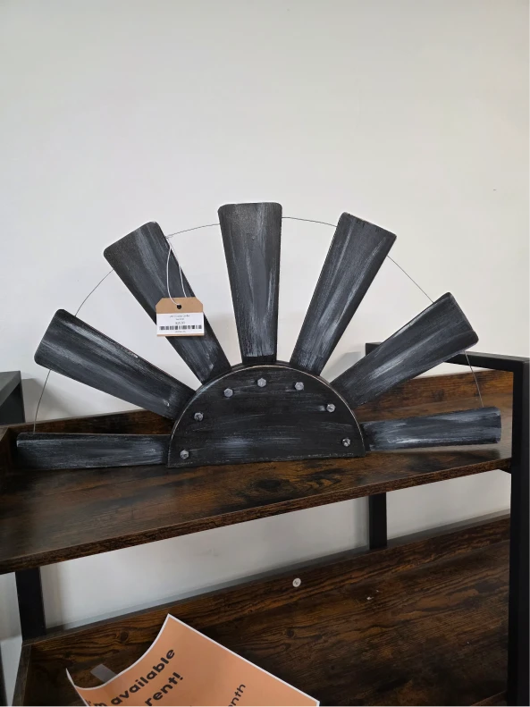 Metal windmill wood decor